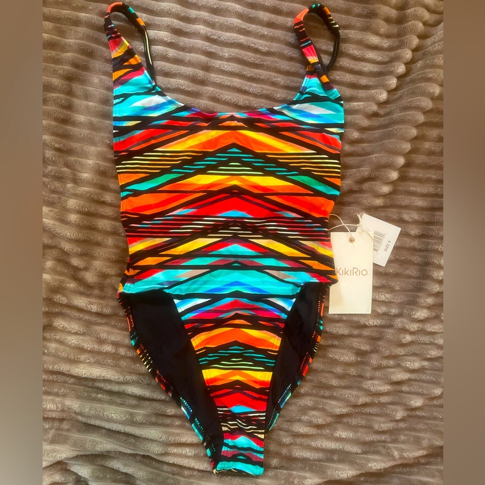NWT KikiRio Coco Beach Cate Swimsuit - Sz Small - High leg, Sexy, One piece suit